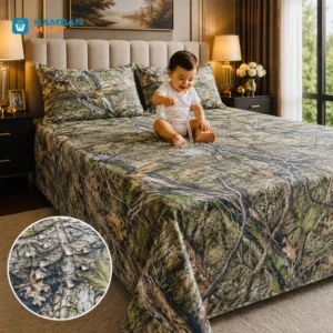 Premium MOSSY OAK Waterproof Bedsheet | Super Soft King Size 7*8′ With Standard Pillow Covers