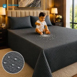 Premium OBSIDIAN Waterproof Bedsheet | Ultra Soft (Blanket Feel) King Size 7*8′ With Standard Pillow Cover